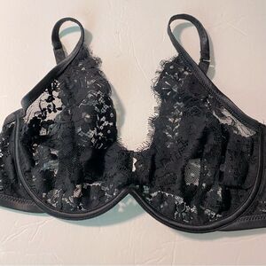 Very Sexy underwire mesh lace unlined Demi Bra Black 32-34 B-C